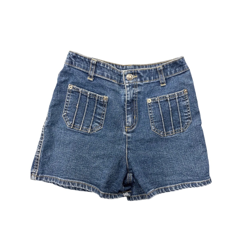 Kru Vintage Denim Shorts Girls Size 12 Blue High Waist 90s‎ Style Front Pocket